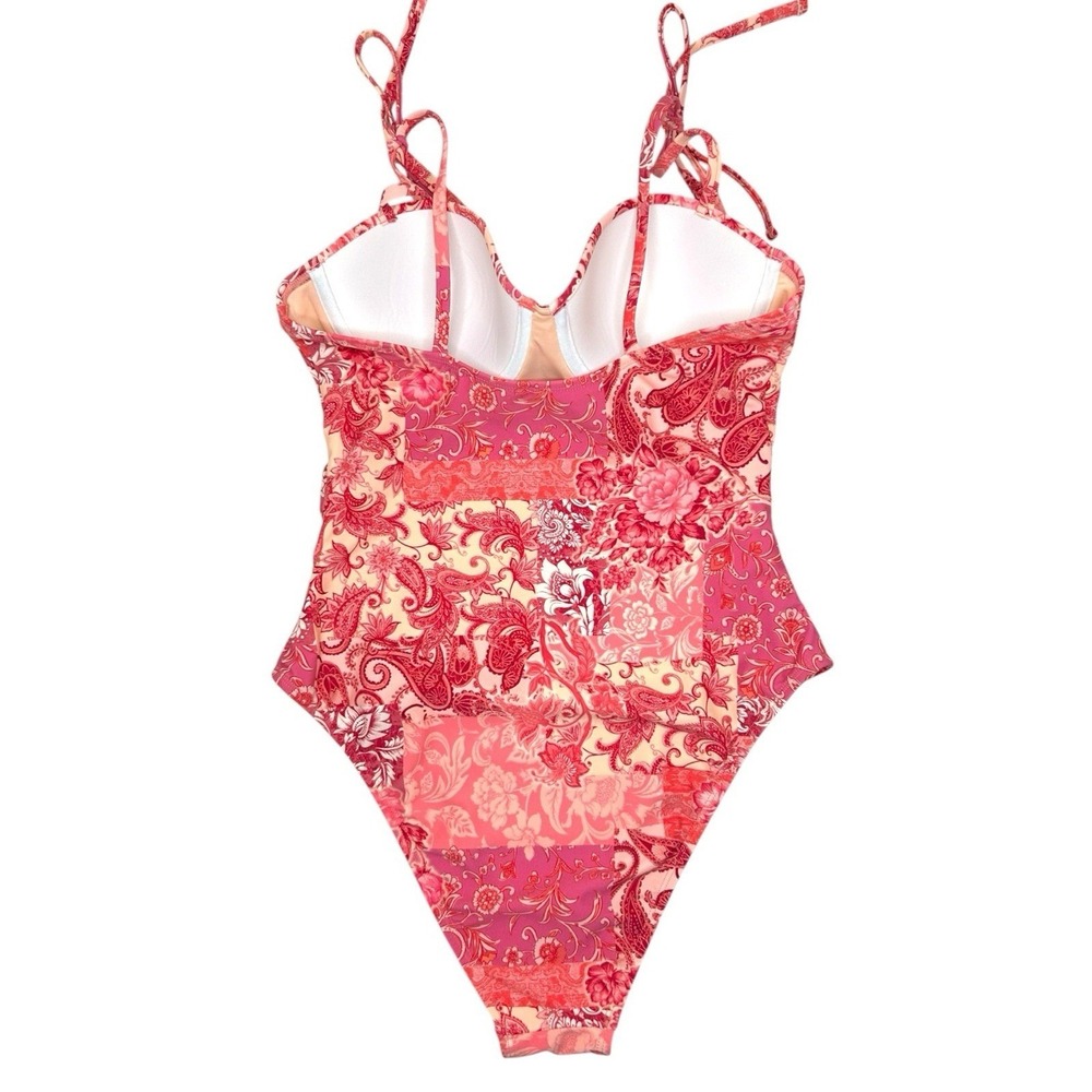 NWT Cupshe x JJD Kittenish One-Piece Swimsuit Women's Pink Floral Size M - Picture 7 of 7